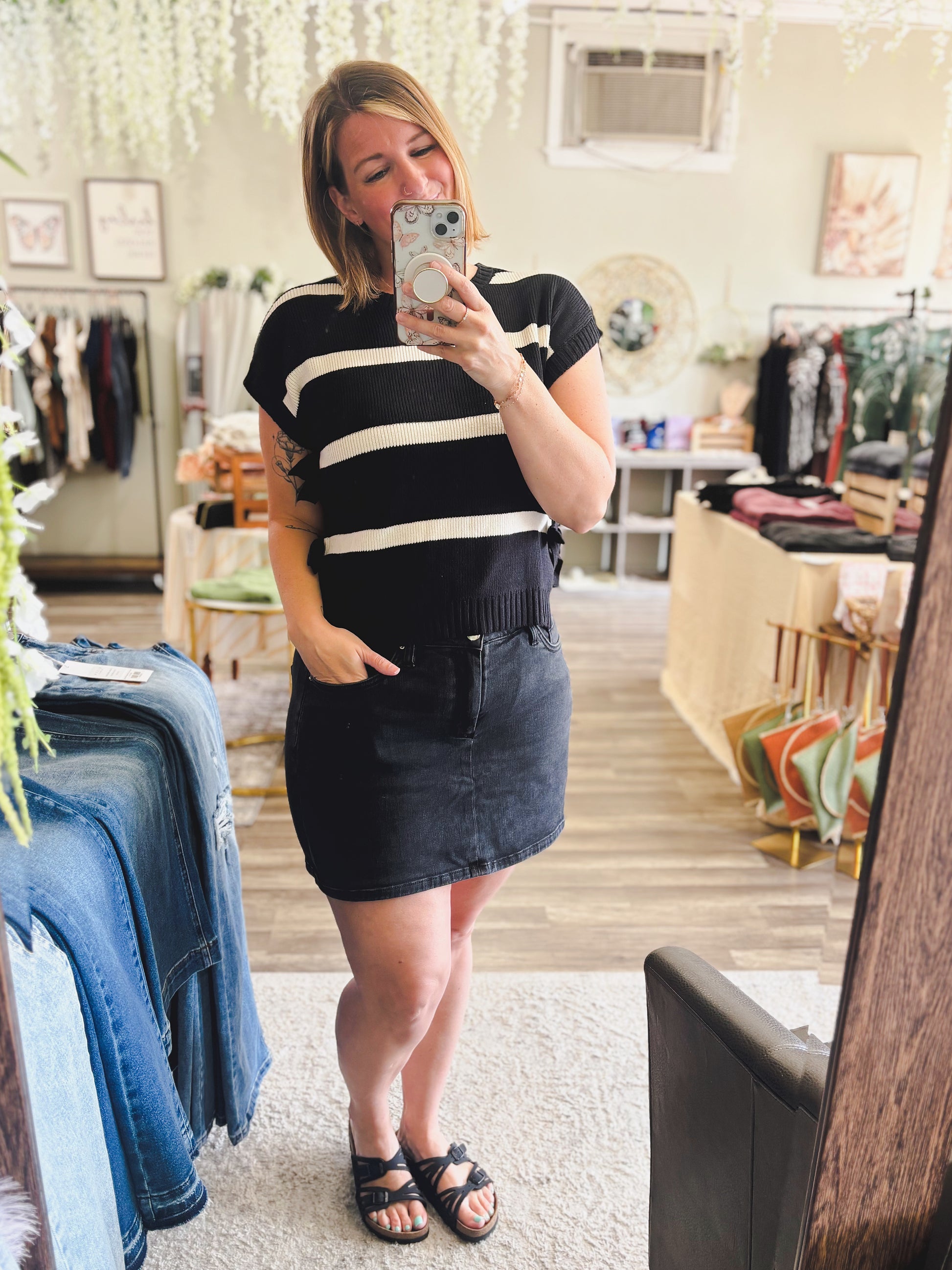 Little Black Jean Skort