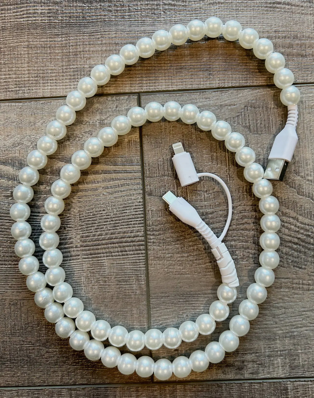 Beaded Rainbow & Pearl Phone Chargers