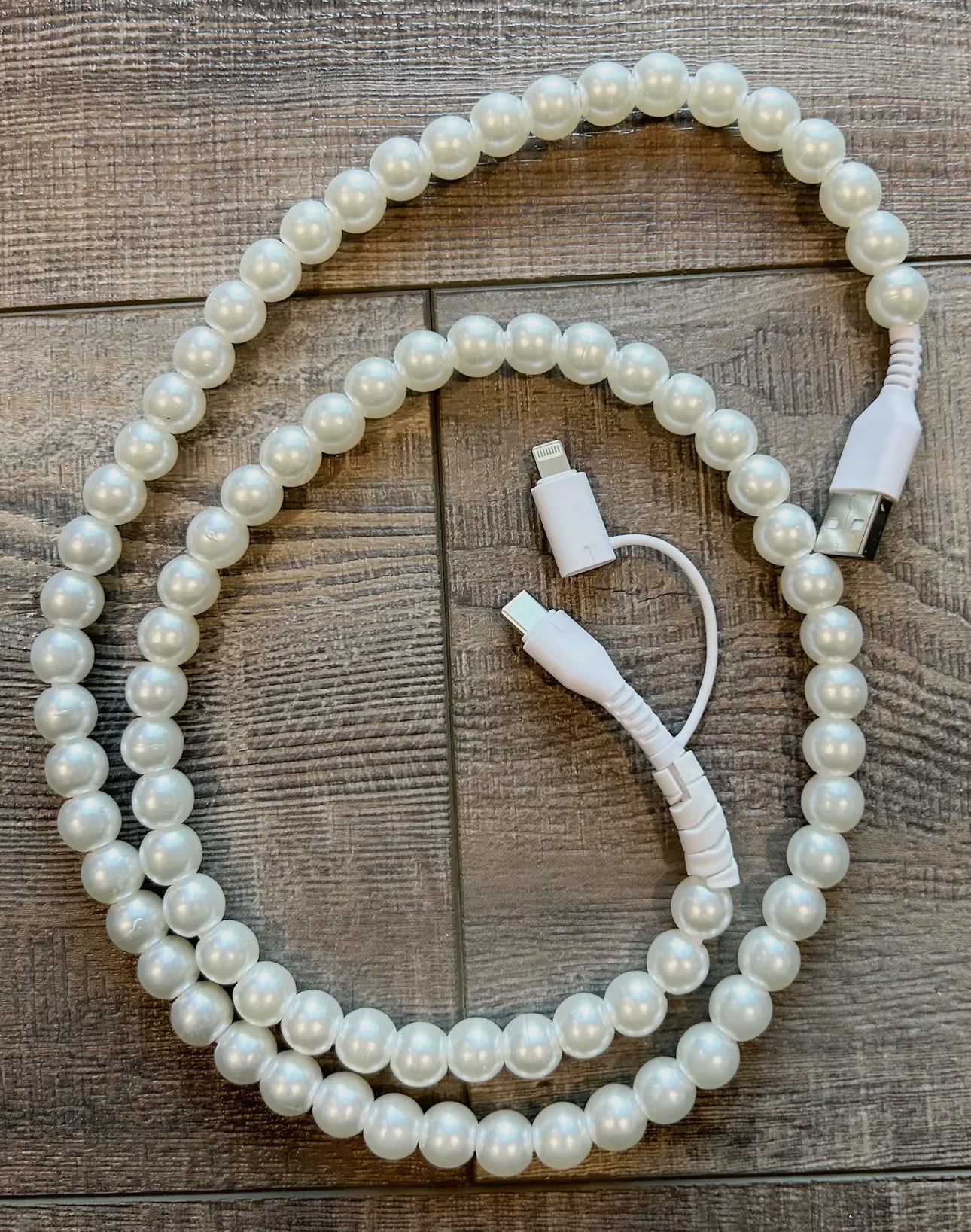Beaded Rainbow & Pearl Phone Chargers