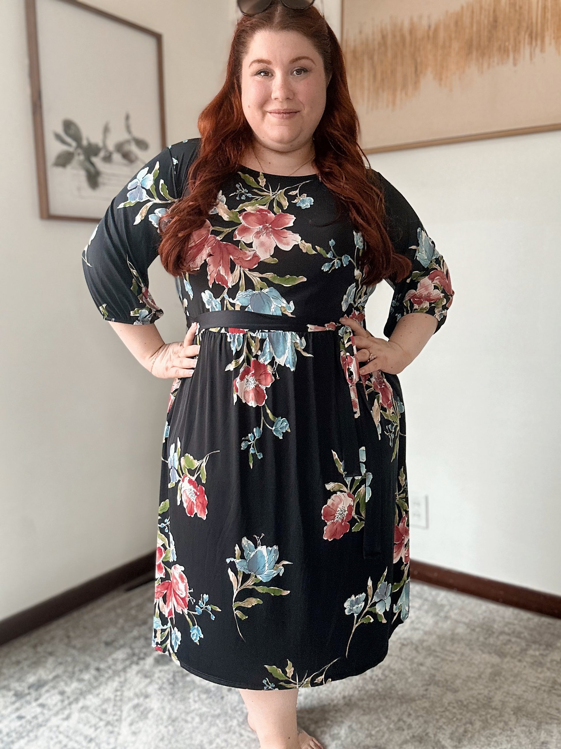 PLUS ONLY Silky Floral Dress