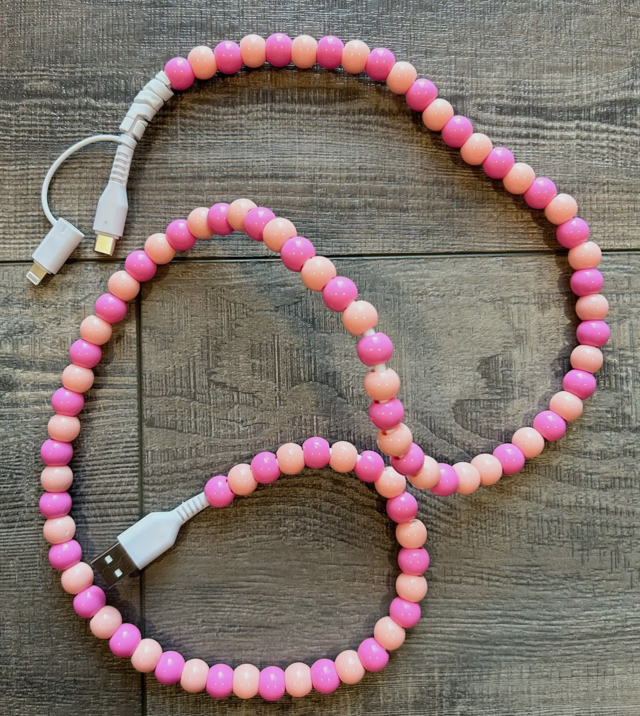 Beaded Rainbow & Pearl Phone Chargers