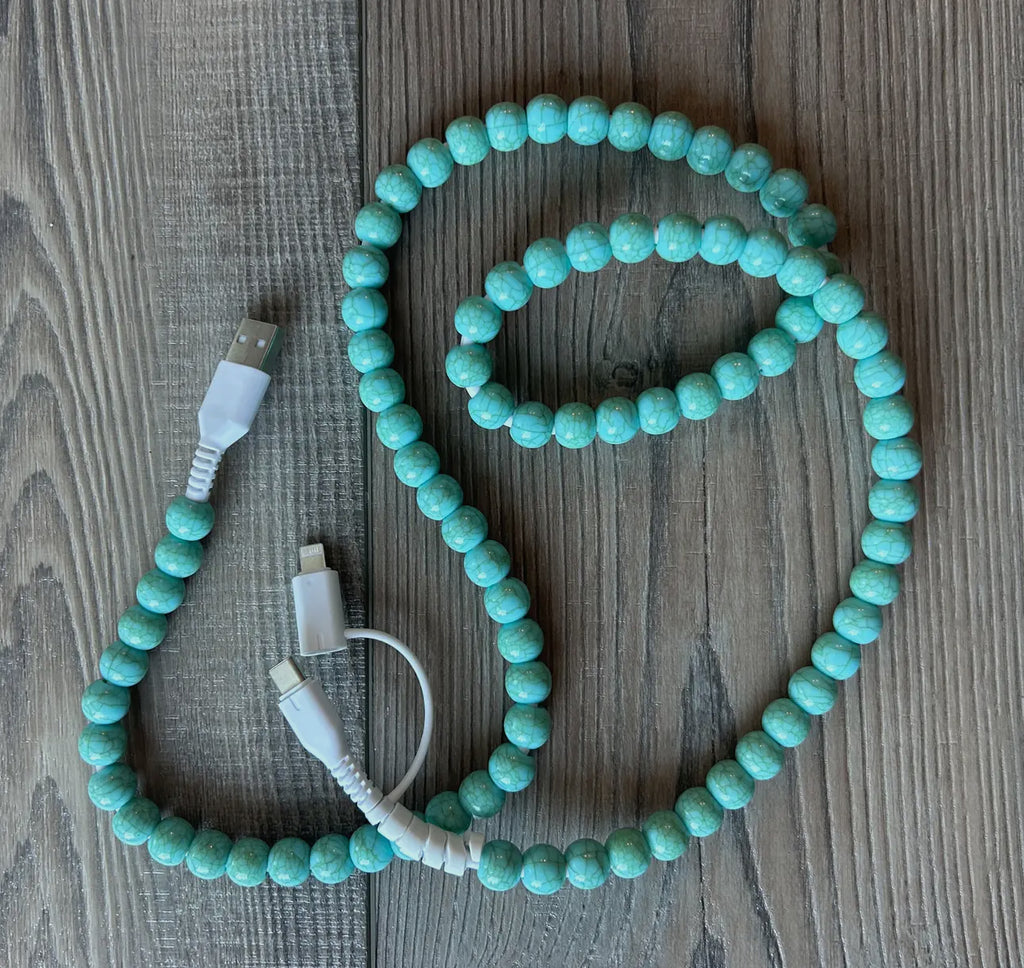 Beaded Rainbow & Pearl Phone Chargers