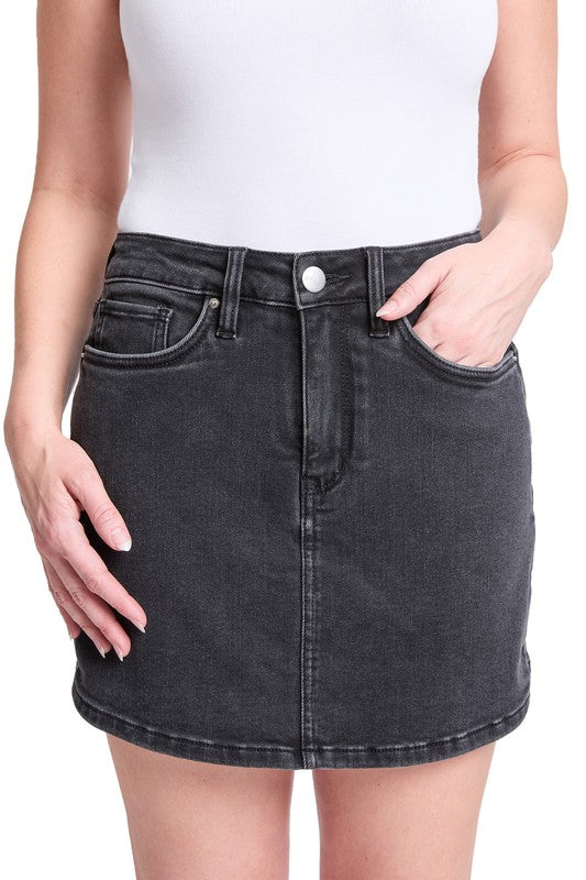 Little Black Jean Skort