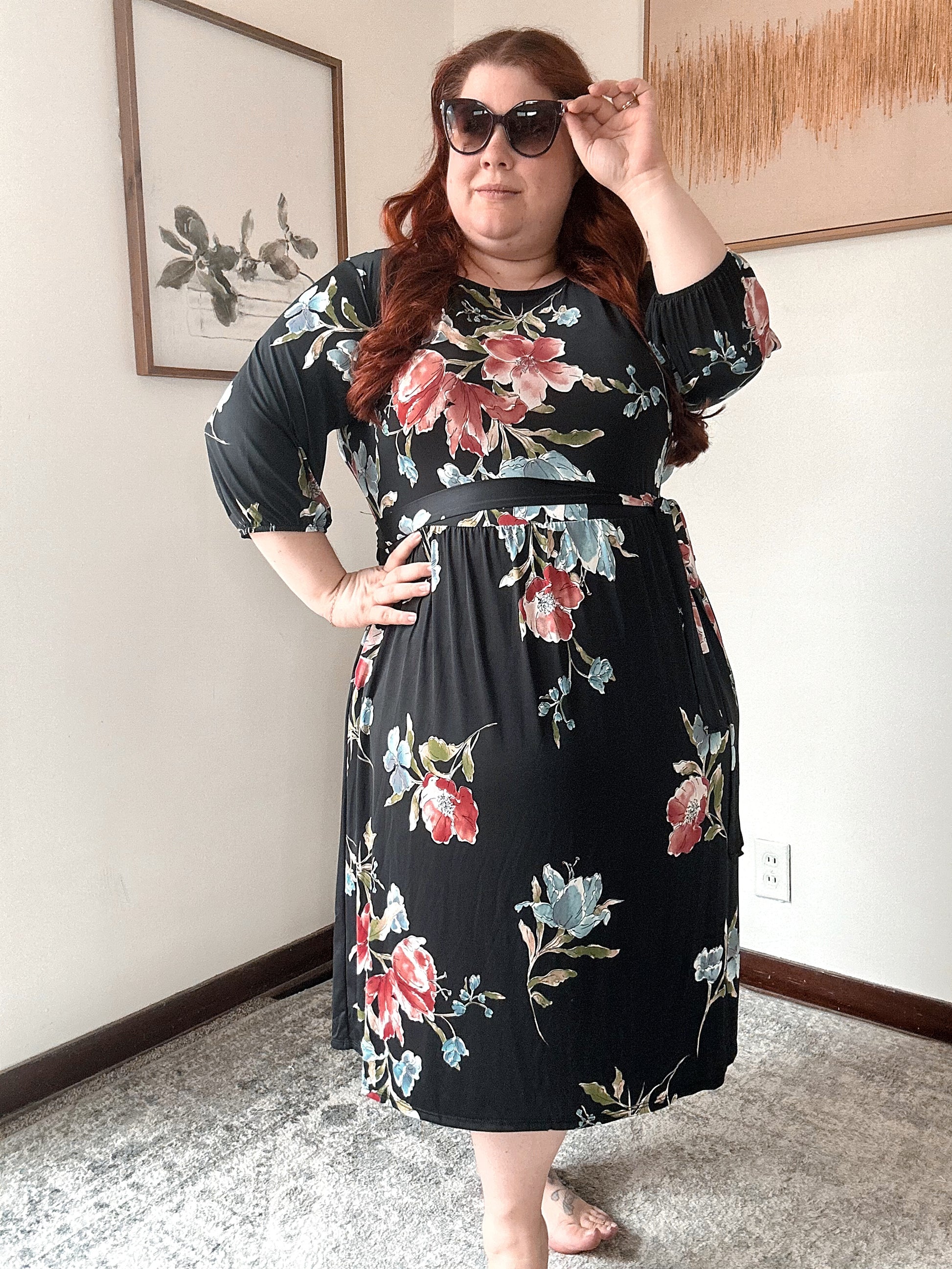 PLUS ONLY Silky Floral Dress