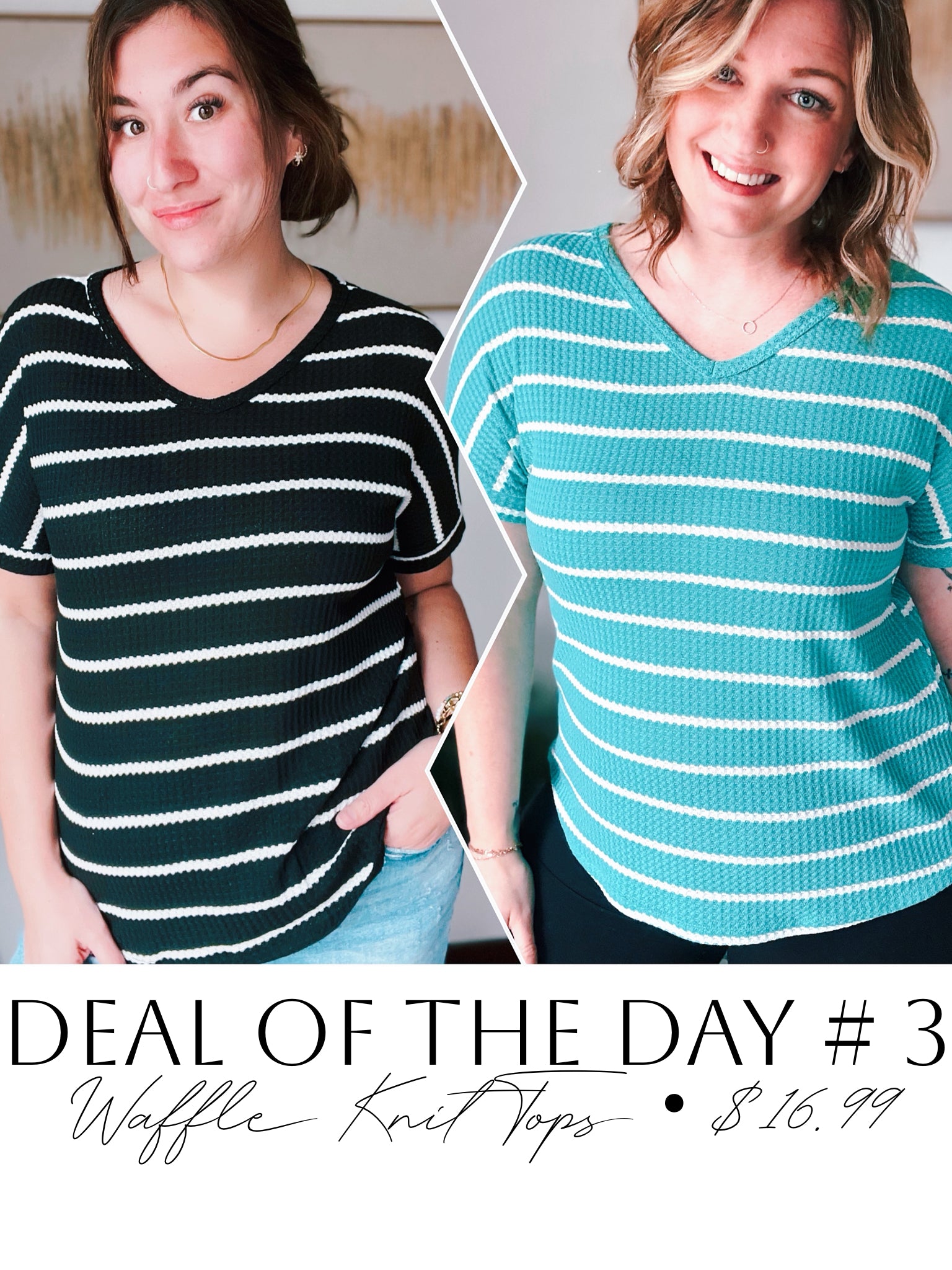 DOTD Striped Waffle Knit Top