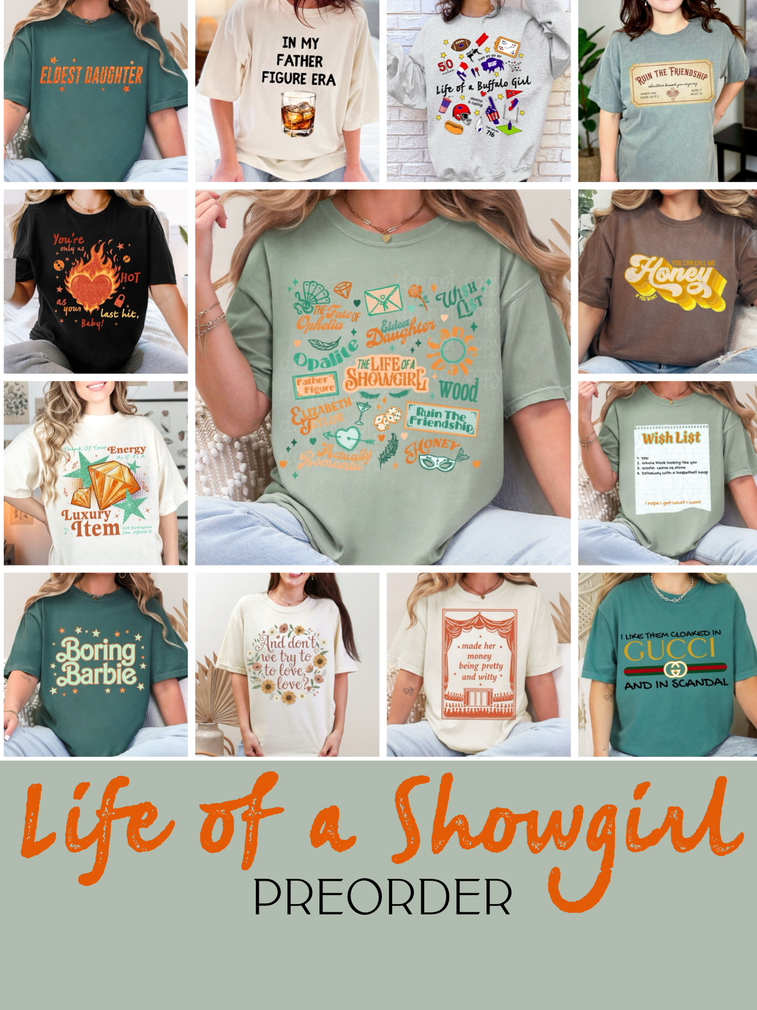 PREORDER Life of a Showgirl Lyric Tees