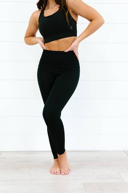 Coral Reef Black Pocket Leggings