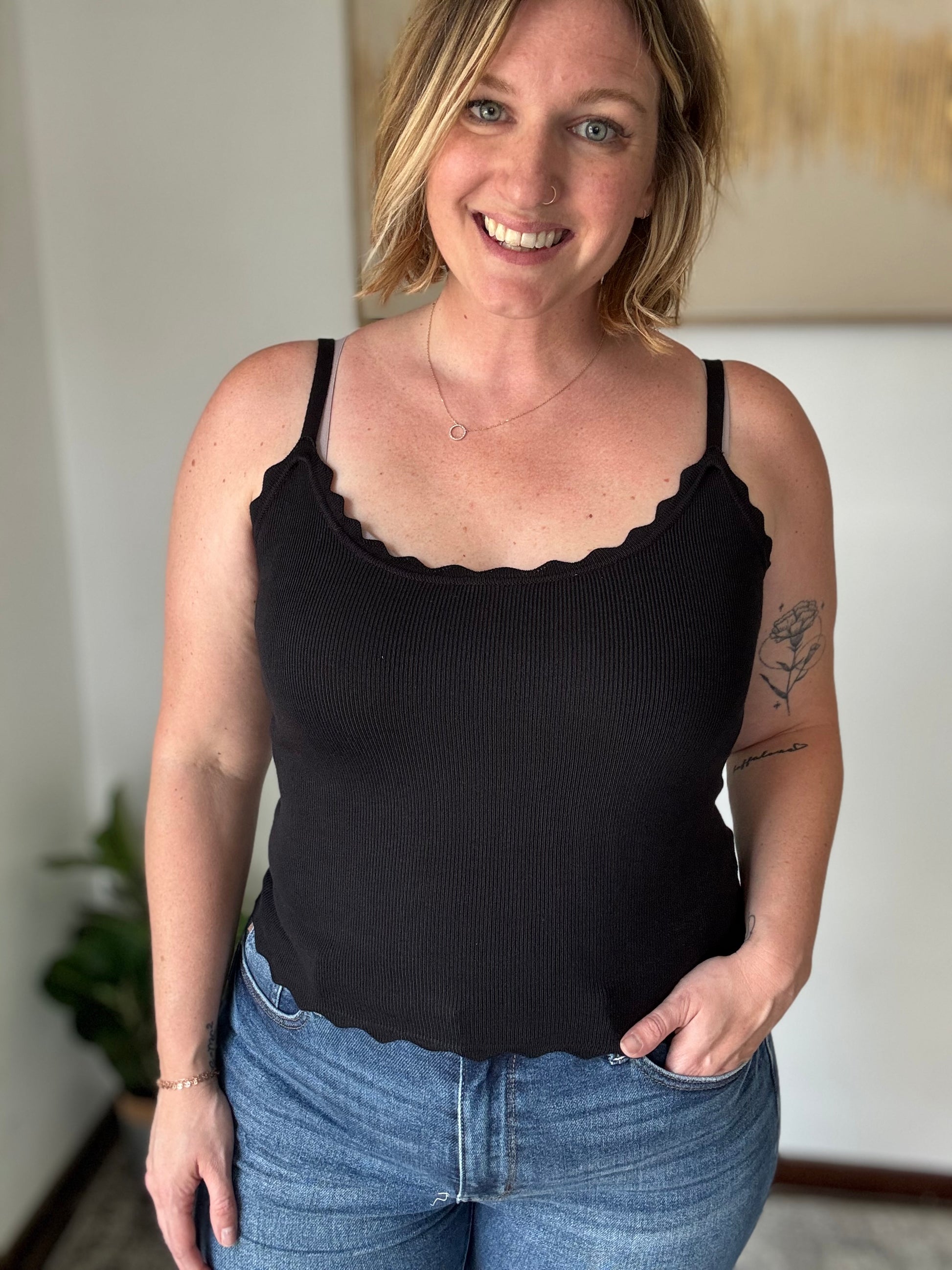 Ribbed Scalloped Cami