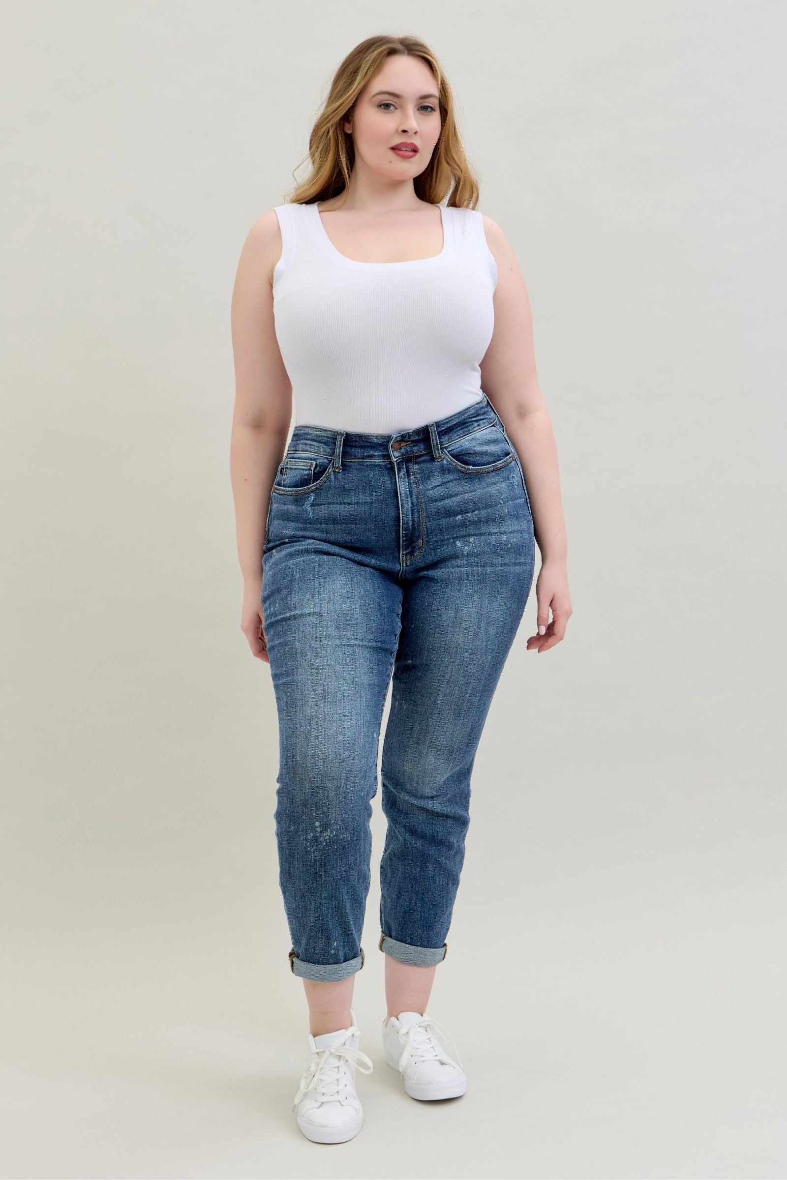 Judy Blue Bleach Splash Boyfriend Jeans