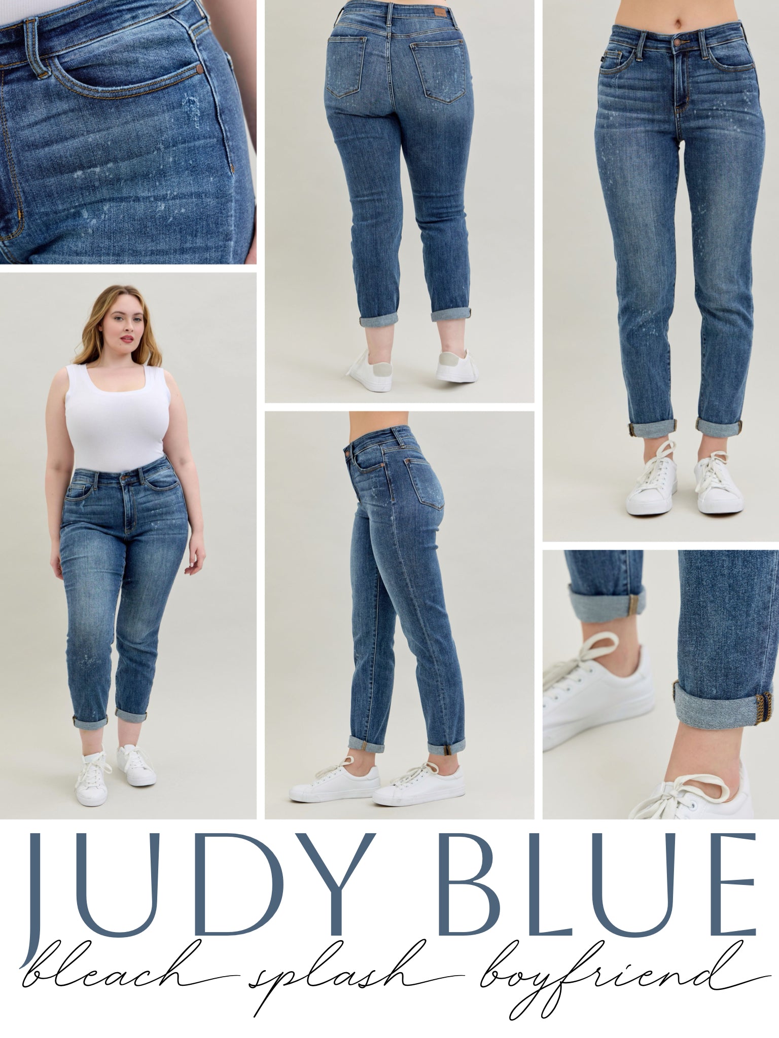 Judy Blue Bleach Splash Boyfriend Jeans