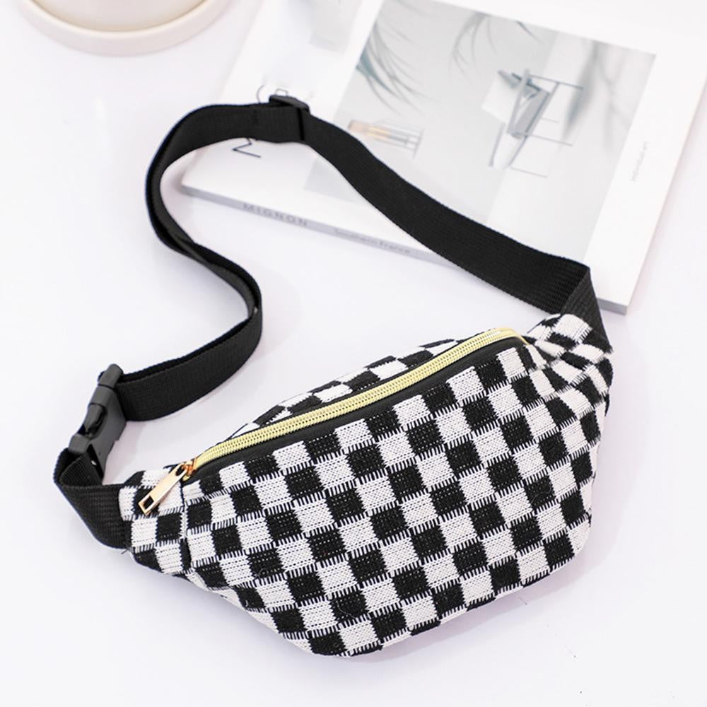 Checkered Knit Belt Bags