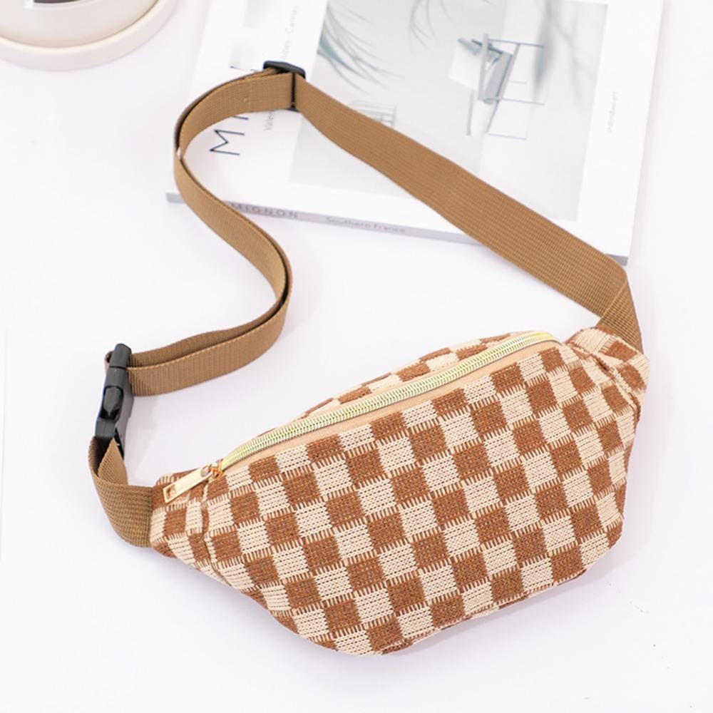 Checkered Knit Belt Bags
