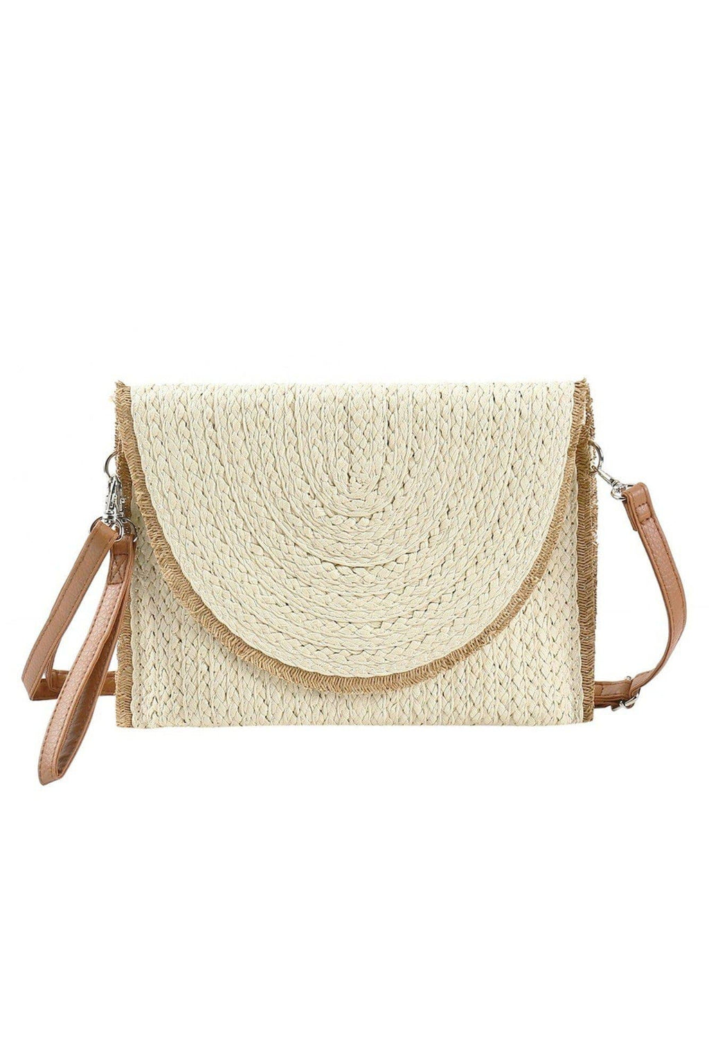 Frayed Trim Straw Women's Crossbody Bag/Clutch