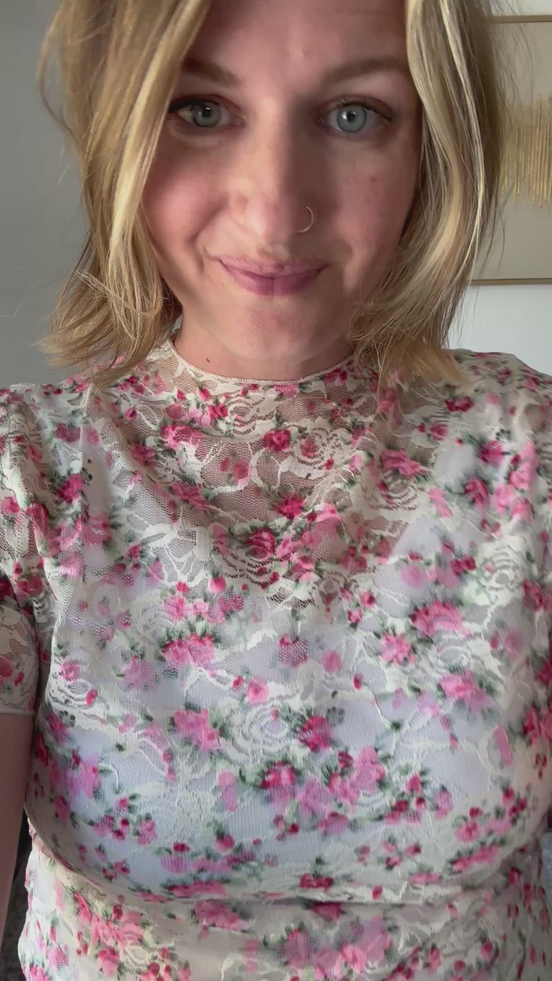 Pink Floral Lace Top